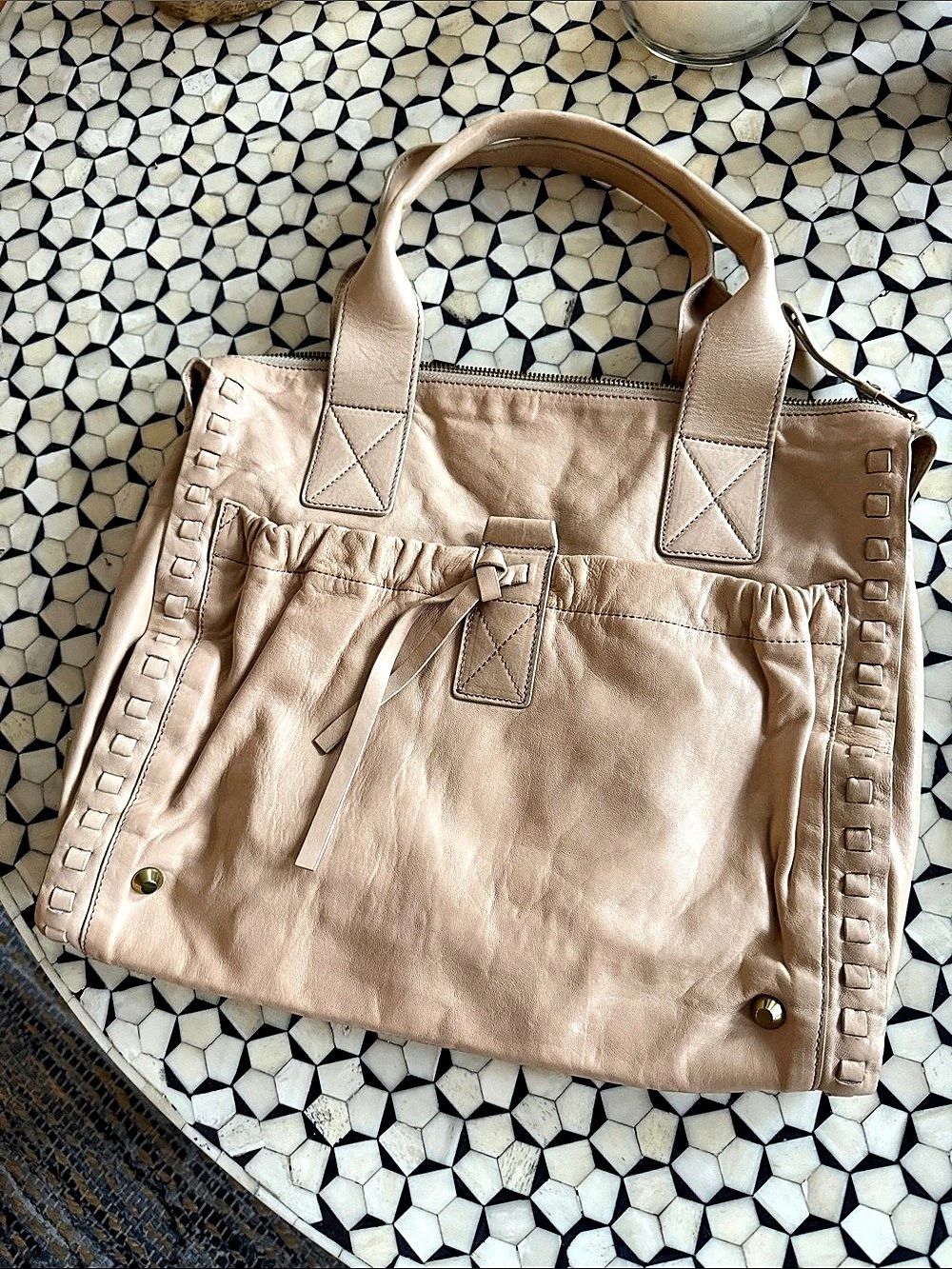 Kooba Leather Tote Bag in Neutral Tone